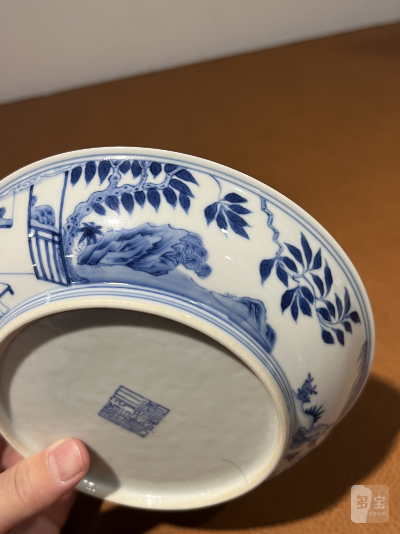 清乾隆 青花岁寒三友纹盘 - 图7